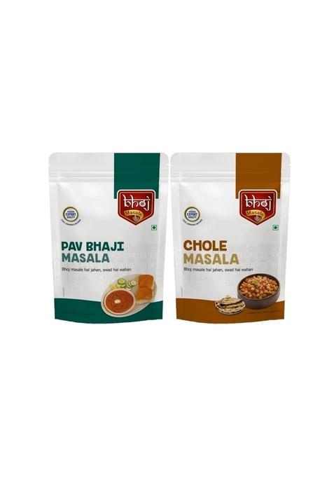 Bhoj Masale Pav bhaji And Chole Masala Powder Combo Pack 200GM Each | Aromatic Jain Spice for Flavorful Indian Cooking No Artificial Flavor Added Onion Garlic (Jain Friendly)