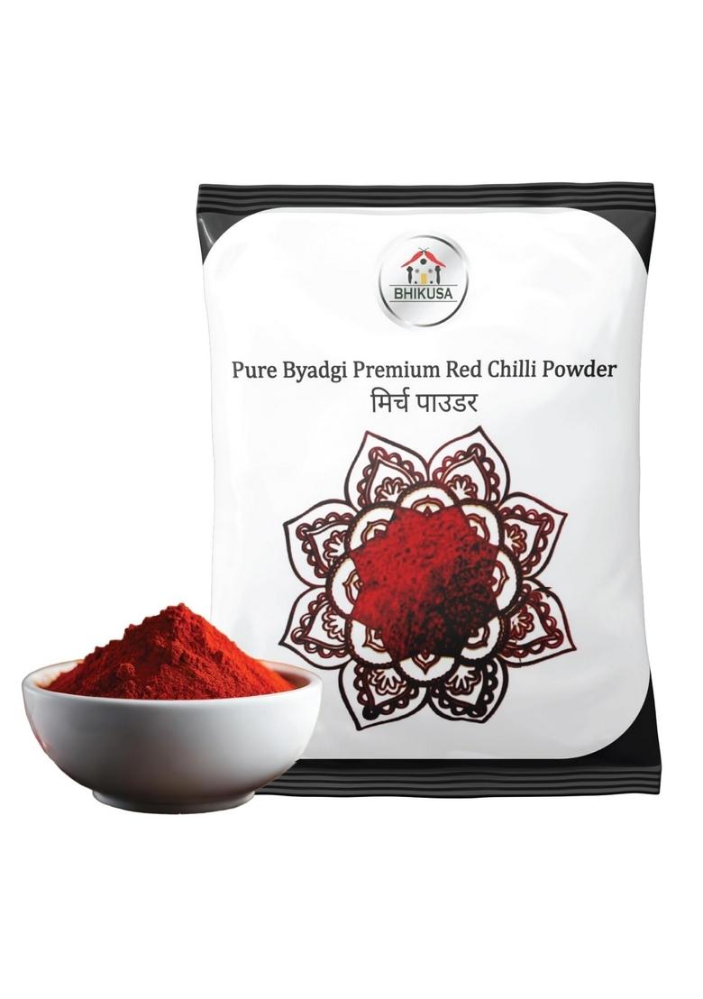 BHIKUSA Pure Byadgi Red Chilli Powder, 100 Gram X 3 Packs