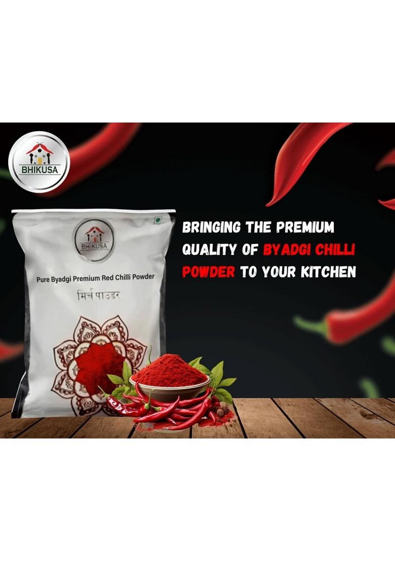 BHIKUSA Pure Byadgi Red Chilli Powder, 100 Gram X 3 Packs