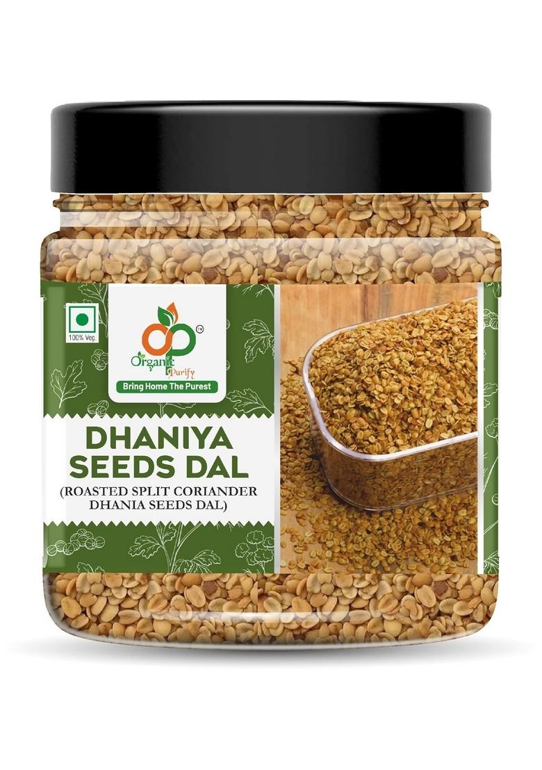 ORGANIC PURIFY Roasted Coriander Seeds (Dhana Dal) | 250 GM Jar Pack Aromatic, Flavorful, and Nutritious Spice