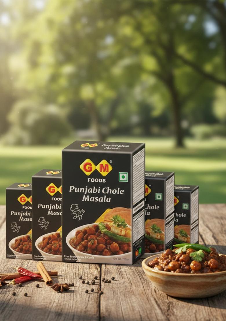 GM FOODS Punjabi Chole Masala 100g (Pack of 5) | Authentic Spice Blend for Chickpeas Curry Onion & Garlic Free Flavorful Indian Gravy Ready to Cook Chana Powder