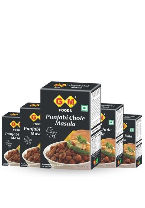 GM FOODS Punjabi Chole Masala 100g (Pack of 5) | Authentic Spice Blend for Chickpeas Curry Onion & Garlic Free Flavorful Indian Gravy Ready to Cook Chana Powder