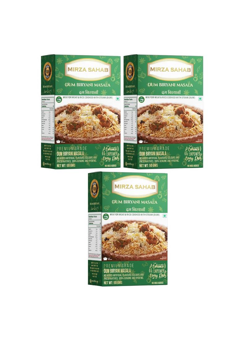 Mirza Sahab Dum Biryani Masala | Authentic Indian Spice Blend 100% Natural & Preservative-Free Aromatic Flavorful Perfect for Rice Dishes 50 g Pack of 3