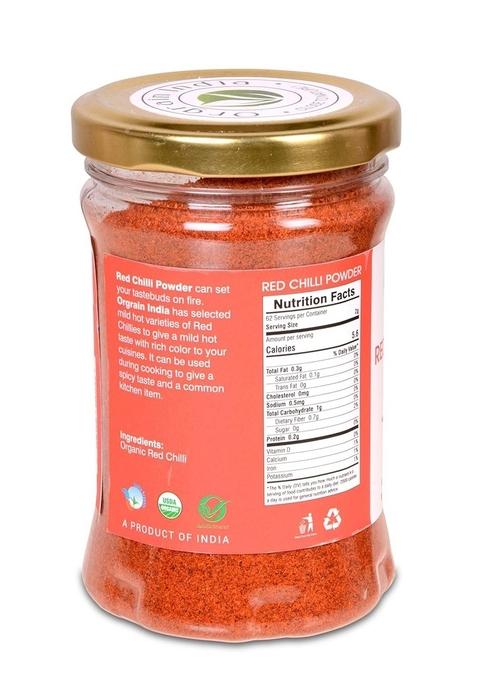 Orgrain India Organic Red Chilli Powder 125g | Pure Natural Hot Spice Finely Ground Single Origin Rich in Minerals & Antioxidants No Chemicals or Additives Ideal for Cooking
