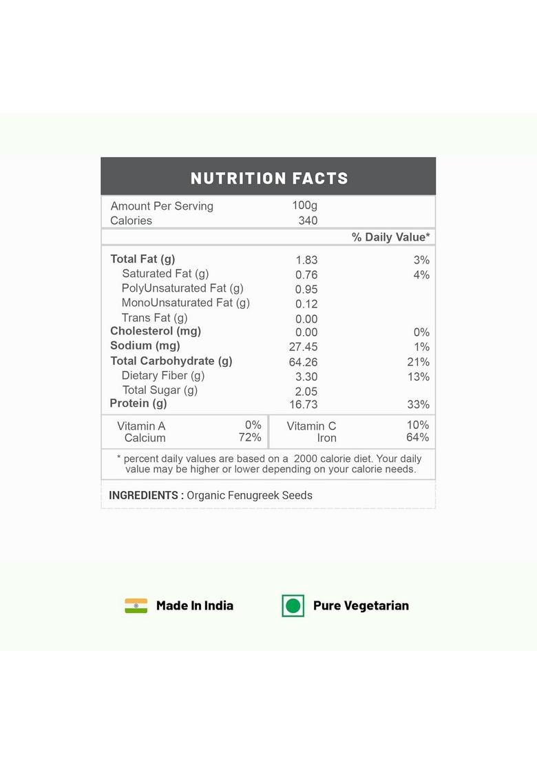 Pure Organio Organic Fenugreek Seeds