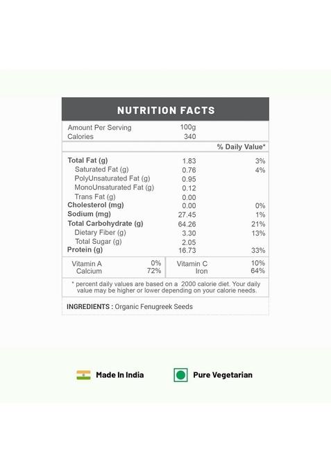 Pure Organio Organic Fenugreek Seeds
