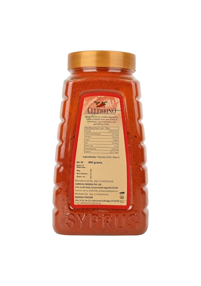 CELEBRINO Paprika Powder 400g Jar | Rich, Smoky & Vibrant Spice for Cooking Seasoning Fresh Flavourful Dried Chillies with Zero Added Colours Additives Preservatives Flavour Aroma