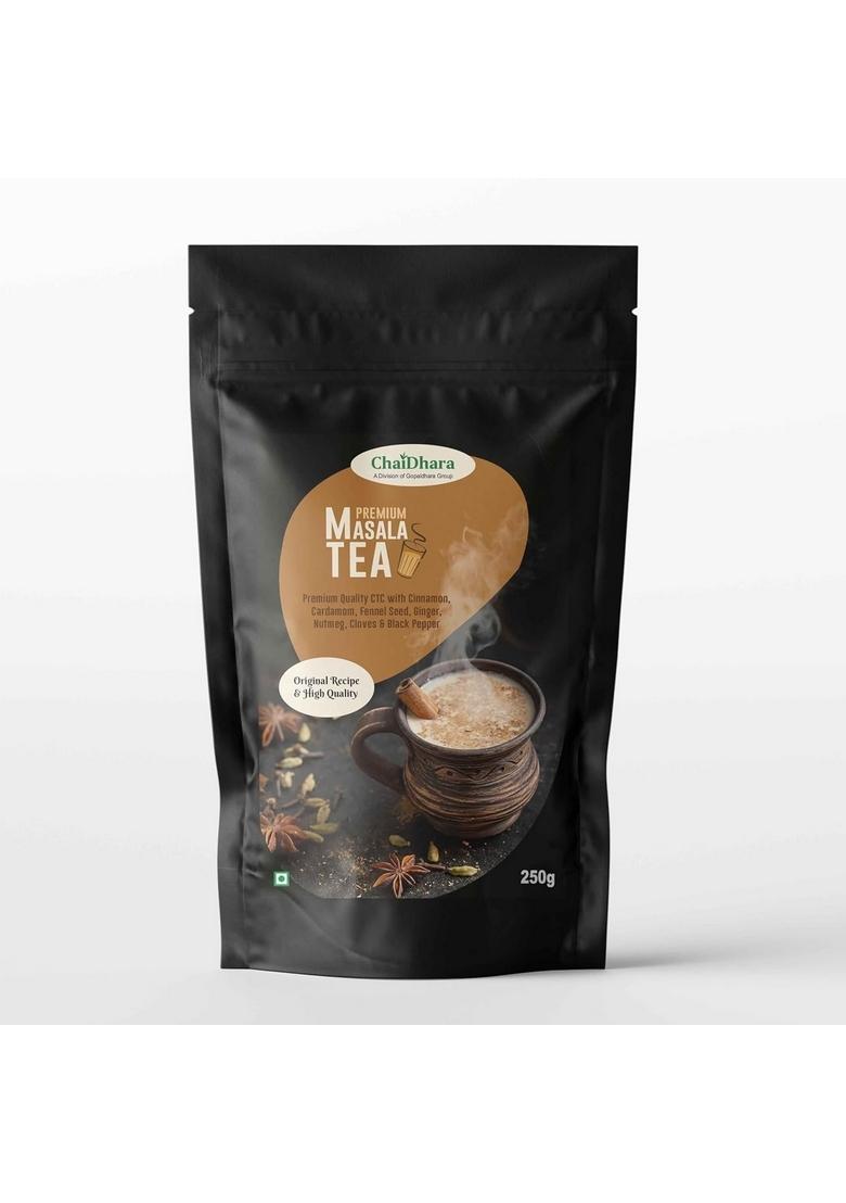 CHAIDHARA Masala Chai | Premium Spiced Tea with 100% Natural Ingredients Strong Flavour & Aroma 250 grams Standup Pouch Mktd by Gopaldhara