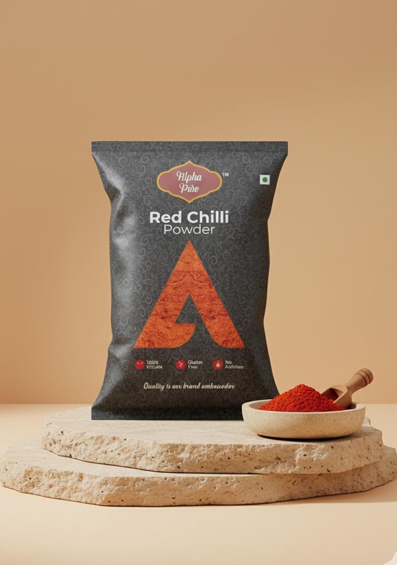 Alpha Pure Red Chilli Powder 1kg | Authentic Indian Lal Mirch Masala Freshly Ground Spice to Enhance Color, Taste & Aroma Perfect for Curry, Biryani, Pickles Gravies