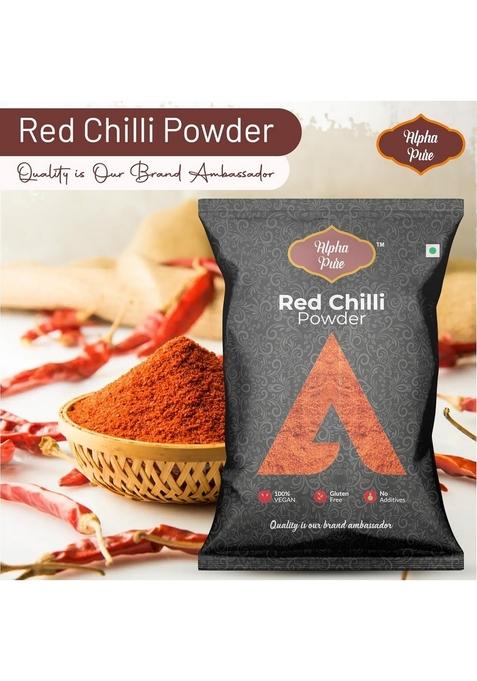 Alpha Pure Red Chilli Powder 1kg | Authentic Indian Lal Mirch Masala Freshly Ground Spice to Enhance Color, Taste & Aroma Perfect for Curry, Biryani, Pickles Gravies