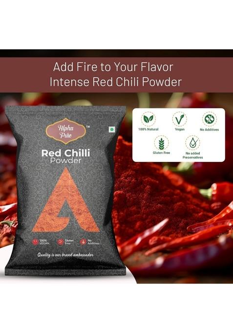 Alpha Pure Red Chilli Powder 1kg | Authentic Indian Lal Mirch Masala Freshly Ground Spice to Enhance Color, Taste & Aroma Perfect for Curry, Biryani, Pickles Gravies