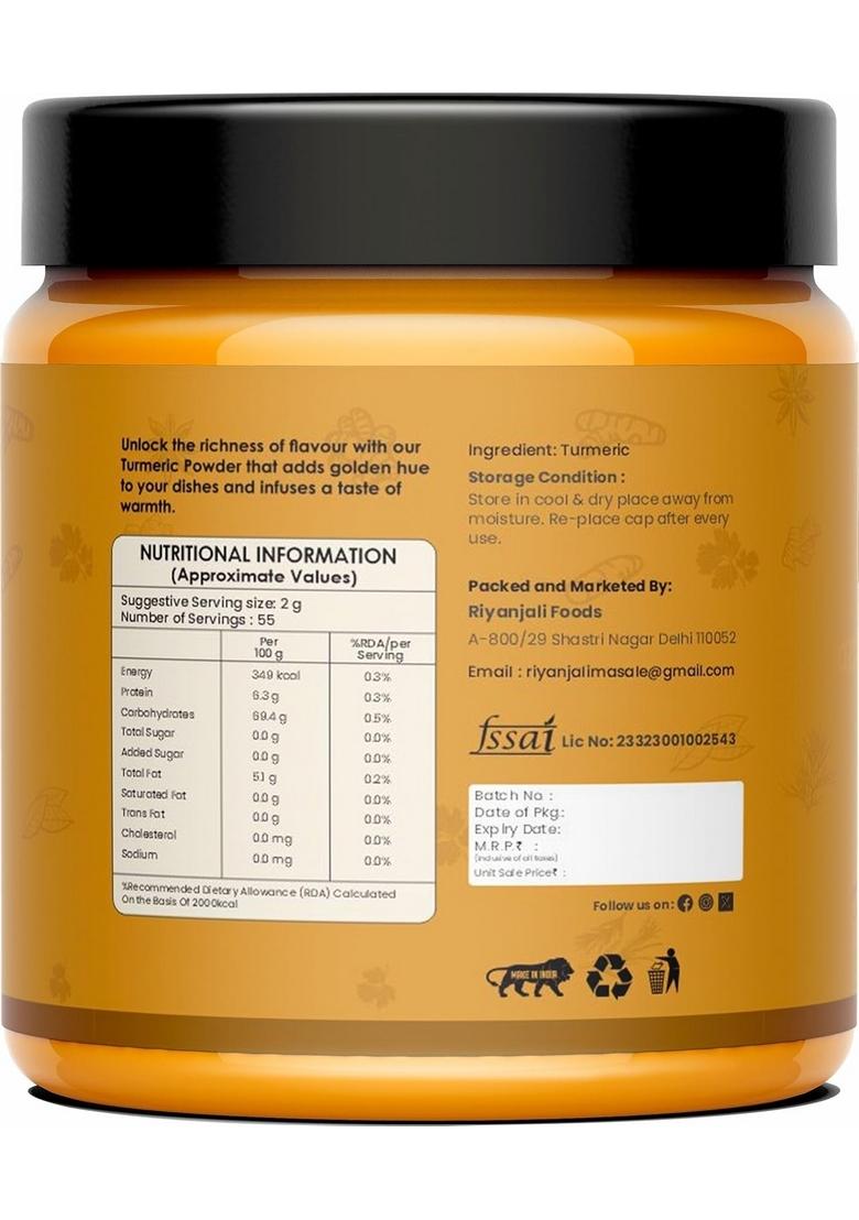 BOKF Turmeric Powder | Haldi 100g| Pure & Natural Rich in Curcumin For Cooking 100g Pack