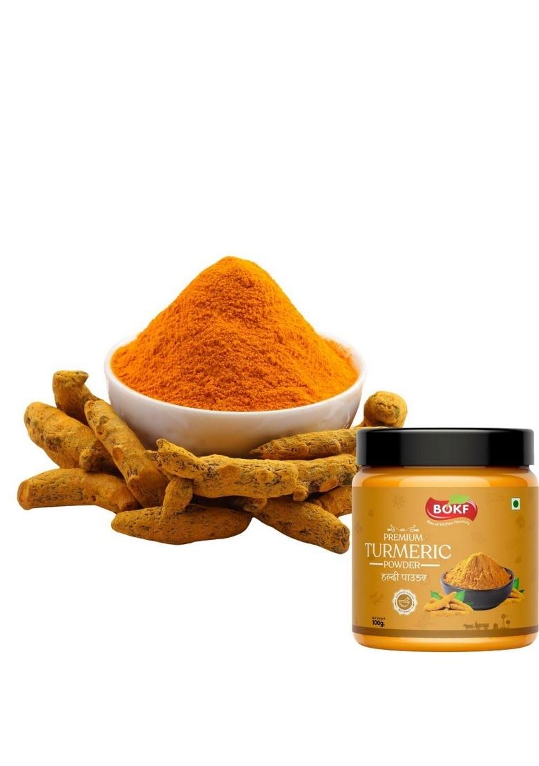 BOKF Turmeric Powder | Haldi 100g| Pure & Natural Rich in Curcumin For Cooking 100g Pack