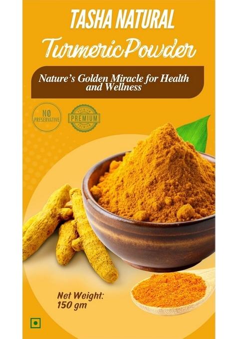Tasha Natural Turmeric Powder | Pure Haldi Rich in Curcumin Cold-Ground, Aromatic & 100% Spice 150 Gram