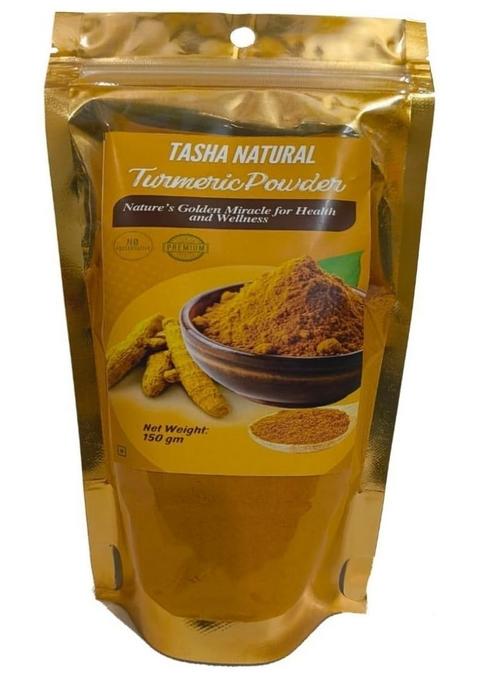 Tasha Natural Turmeric Powder | Pure Haldi Rich in Curcumin Cold-Ground, Aromatic & 100% Spice 150 Gram