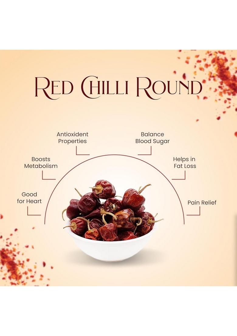 THAKAR Dry Red Chilli Round | Boriya Whole|Gol Mirchi |Round Chillies |Mundu Chili|Gundu Chilli| BoriyaChilli for Tadka |Chilli Pickle South Indian Chillies, (100g Pack)