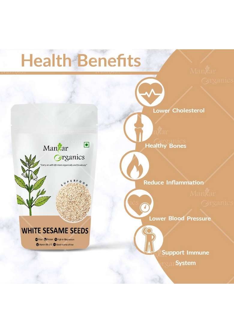 ManHar Organics White Sesame Seed | Black |Indian Spice Till Seeds for Eating Rich in Nutrients Combo Pack of 2 (2x250gms) - Indya