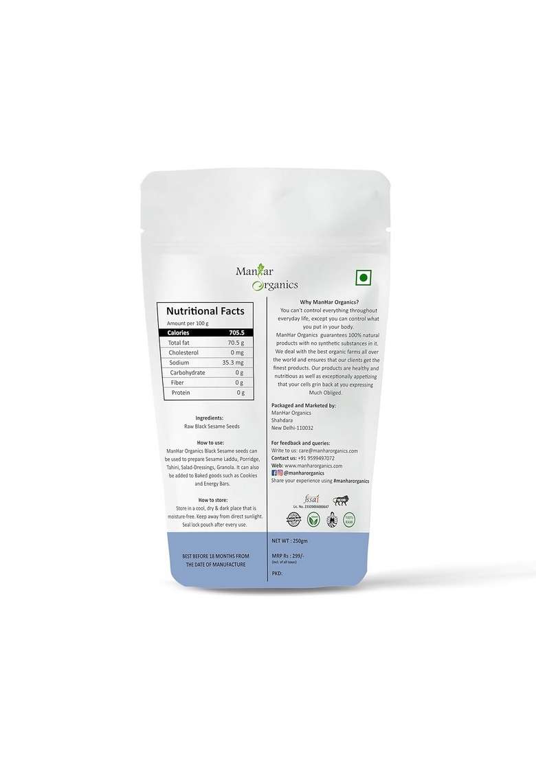 ManHar Organics White Sesame Seed | Black |Indian Spice Till Seeds for Eating Rich in Nutrients Combo Pack of 2 (2x250gms) - Indya