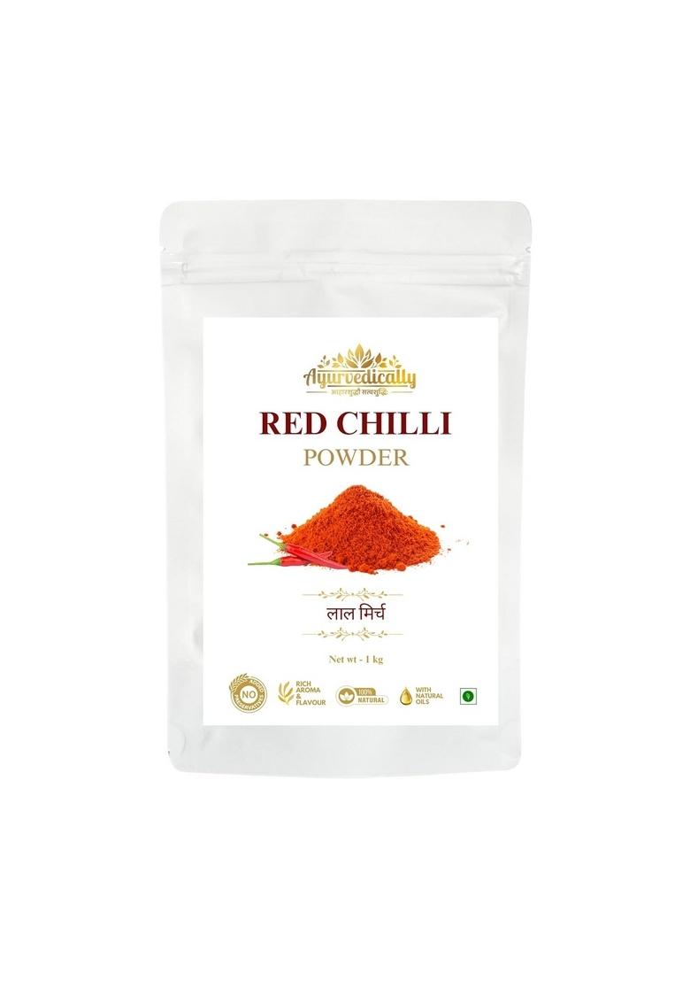 AYURVEDICALLY Guntur Red Chilli Powder 1kg | Fresh Lal Mirchi with Deep Colour Natural Oils Authentic Hand Pounded for Maximum Freshness and Aroma No Added Flavours or Colours Pure Chemical-Free