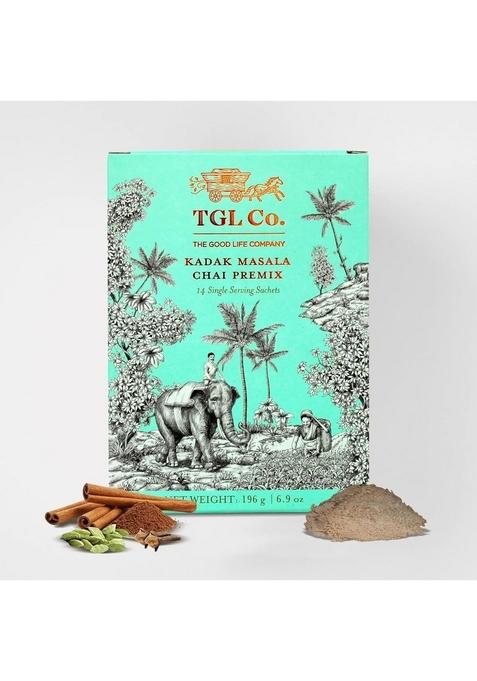 TGL Co. The Good Life Company Kadak Masala Chai Premix (Pack of 2, 14 Sachets Each)|Anti-Inflammatory & Antibacterial Properties| Bold Aromatic Spiced Tea | Instant Convenient Desi |Perfect for Travel On-the-Go