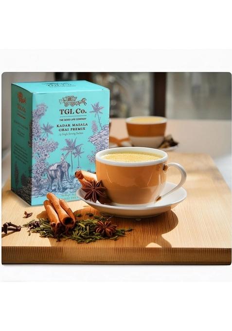 TGL Co. The Good Life Company Kadak Masala Chai Premix (Pack of 2, 14 Sachets Each)|Anti-Inflammatory & Antibacterial Properties| Bold Aromatic Spiced Tea | Instant Convenient Desi |Perfect for Travel On-the-Go