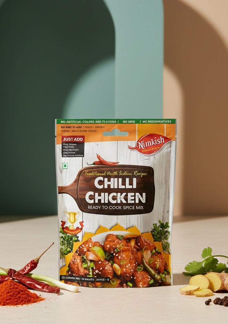 Nimkish Chilli Chicken Masala 50g, Instant Chinese Special Range, Easy 3 Step Recipes, Premix Powder Spices