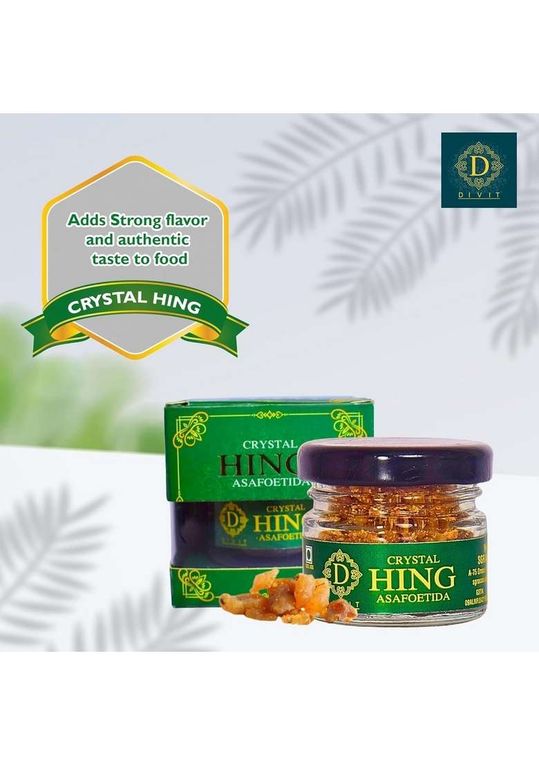 DIVIT Pure Crystal Hing Asafoetida without Wheat for Enhance Taste Flavour Gluten Free Heeng (15 Gram) - Indya