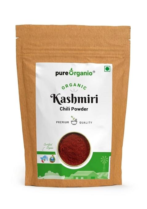 Pure Organio Organic Kashmiri Chilli Powder - Premium, Authentic, Hand-Pounded, Fresh Lal Mirch Spice Deep Red Colour, Mild Flavor (Byadagi variety) (1 Kg)