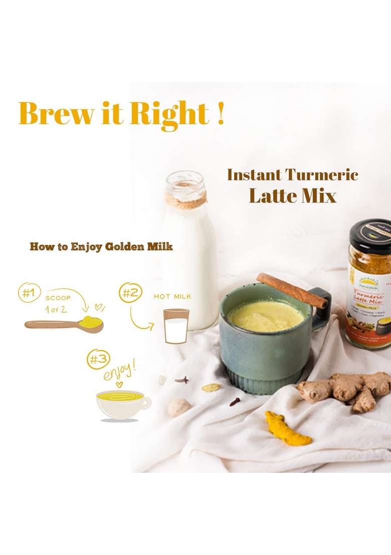 SATTVAMRIT Sattvishtik Turmeric Latte Mix 100 gm Jar, Golden Milk Powder, Organic, Gluten-Free & Vegan, Immunity Booster, Ayurvedic, 100% Natural, Ginger-Elaichi, Indian Spices - Indya