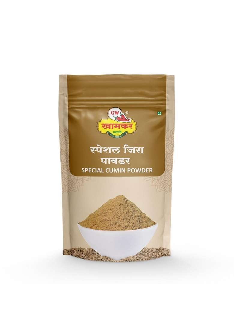 GW Khamkar G W Special Jeera Powder, Cumin Authentic Indian Organic (Cumin) Natural Jeera, Maharashtrian Spices, Traditionally Pounded, 185 Gm (Pack of 1) - Indya