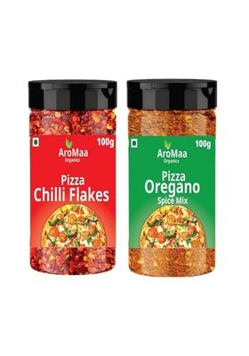 Aromaa Organics Chilli Flakes 100g and Pizza Oregano Spice Mix Combo (Pack of 2) | Italian Cuisine Herbs Spices Flakes/Leavesdf