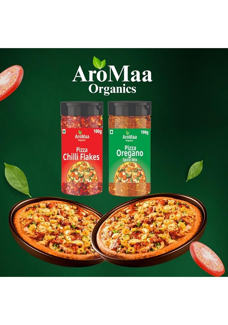 Aromaa Organics Chilli Flakes 100g and Pizza Oregano Spice Mix Combo (Pack of 2) | Italian Cuisine Herbs Spices Flakes/Leavesdf