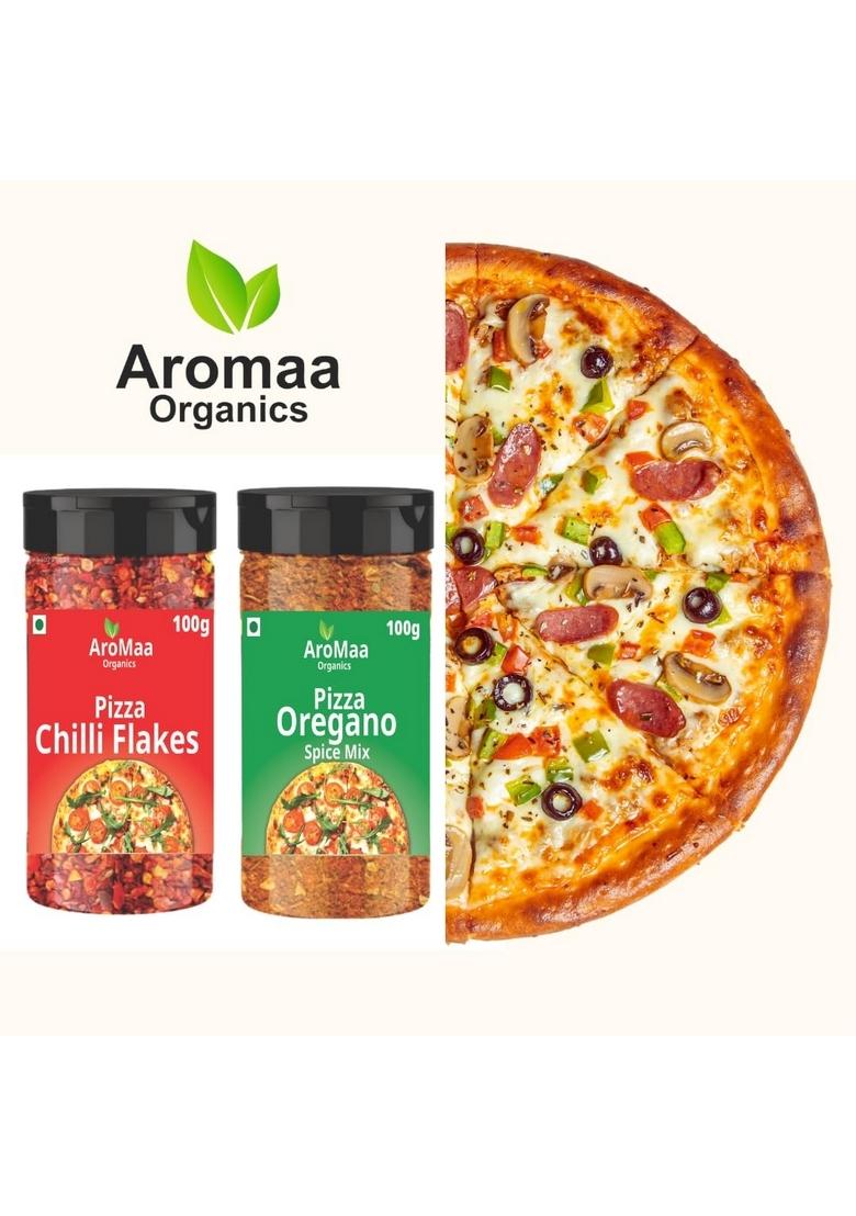 Aromaa Organics Chilli Flakes 100g and Pizza Oregano Spice Mix Combo (Pack of 2) | Italian Cuisine Herbs Spices Flakes/Leavesdf