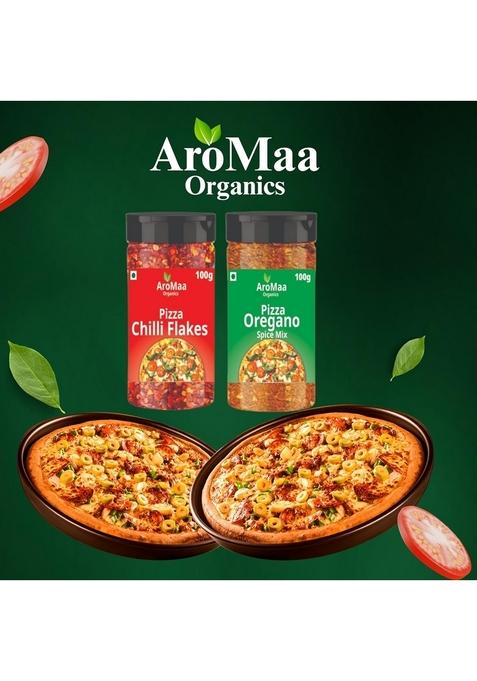 Aromaa Organics Chilli Flakes 100g and Pizza Oregano Spice Mix Combo (Pack of 2) | Italian Cuisine Herbs Spices Flakes/Leavesdf