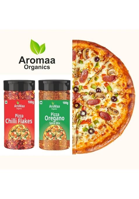 Aromaa Organics Chilli Flakes 100g and Pizza Oregano Spice Mix Combo (Pack of 2) | Italian Cuisine Herbs Spices Flakes/Leavesdf