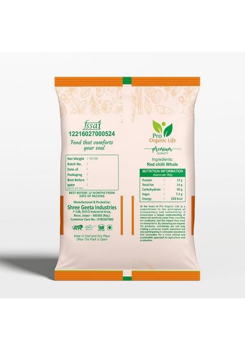 FOODVISTAA DRY RED CHILLI/Sankeshwari/Whole Lal Mirch/Sabut Mirch/Dried Chilli/Kanthari/Mathania-100gm.