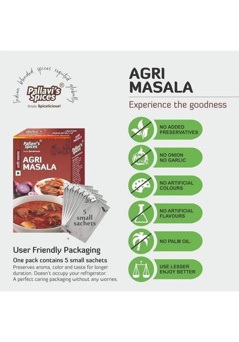 Pallavi's Spices Agri Masala | Fish Fry/Curry recipes Chicken/Mutton Spice Blend/Powder 5x10g separate sachets 50g (Pack of 4)