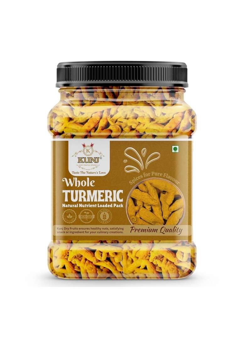Kunj Premium Haldi Sabut (Whole Turmeric) | 100% Natural & Pure Rich in Curcumin, Antioxidants Essential Nutrients Supports Digestion, Immunity 1kg - Indya