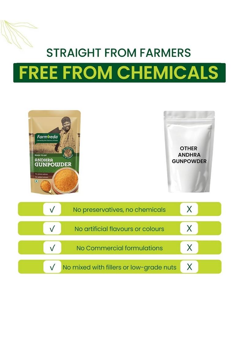 Farm Veda Andhra Gunpowder | Authentic Spicy Chutney Podi Ready to Eat Idli & Dosa Spice Mix 100g (Pack of 2)