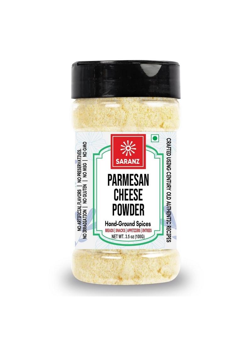 SARANZ Parmesan Cheese Powder Seasoning | Exotic for PopCorn, Pasta, Pizza, Nachos, Fries, Mac&Cheese, Taco, Omlete, etc Sprinkle On the Dish To Make It Cheesey 100gm