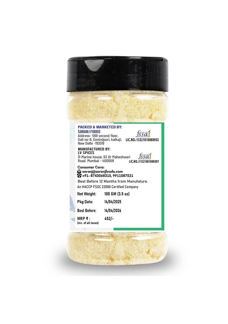 SARANZ Parmesan Cheese Powder Seasoning | Exotic for PopCorn, Pasta, Pizza, Nachos, Fries, Mac&Cheese, Taco, Omlete, etc Sprinkle On the Dish To Make It Cheesey 100gm