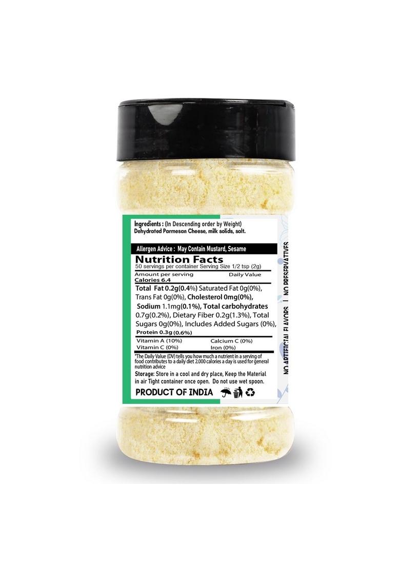 SARANZ Parmesan Cheese Powder Seasoning | Exotic for PopCorn, Pasta, Pizza, Nachos, Fries, Mac&Cheese, Taco, Omlete, etc Sprinkle On the Dish To Make It Cheesey 100gm