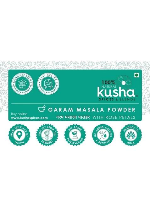 Kusha Spices & Blends Premium Garam Masala (100g) | Proprietary Blend Powdered Spice Natural Contains Sandalwood Powder and Rose Petals Original Recipe Used In Curries Vegetables