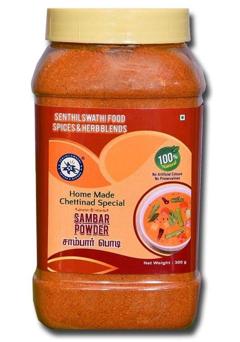 SENTHILSWATHI FOOD SPICES & HERB BLENDS CHETTINADU SAMBAR PODI HOME MADE MASALA 300 G-MIXED SPESIAL VERY TASTY NO PRESERVATIVES