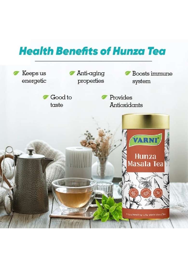 Varni Loose Hunza Handmade 100% Natural Masala Tea With Flavour Of Cardamom Ginger Tulsi & Cinnamon | No Artificial Flavours -100 Gm - Indya