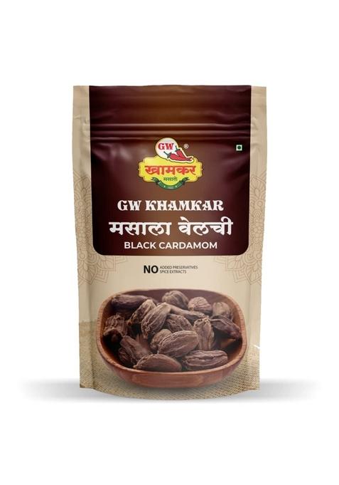 GW Khamkar Masala Velchi | Whole Black Cardamom Badi Kali Elaichi Masalaa Sabut Indian Spices Organic Natural and Pure Akkha 100 Gm (Pack of 1)