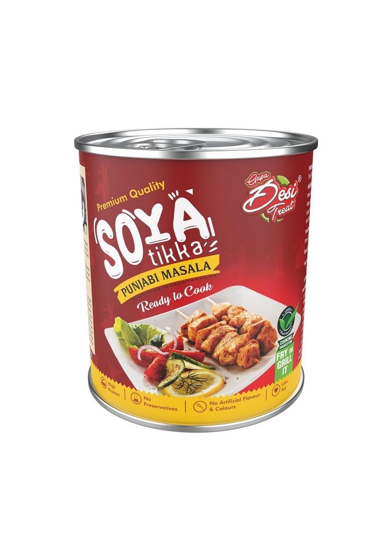 Desi Treat Veg Soya Tikka | Ready to Cook Plant-Based Snack Protein-Rich Vegetarian for Grilling, Air Frying & Tandoor Ideal Parties, Dinner Everyday Meals (800 g)