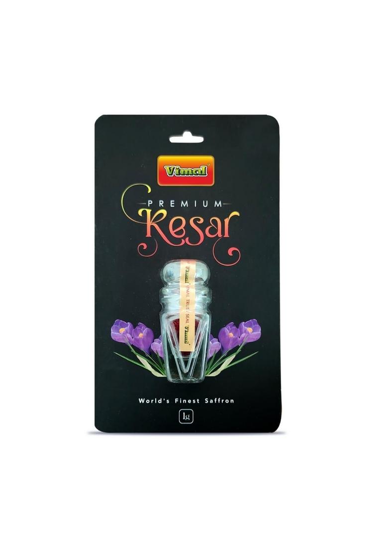 Vimal Premium Kesar Original & Pure Saffron For Tilak | Pack Of 1 Glass Bottle Biryani Improved Health, Gram