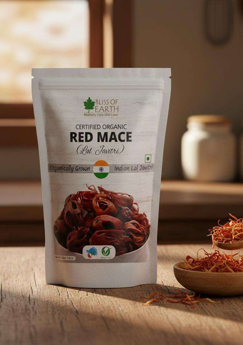 BLISS OF EARTH 100gm Lal Javitri Red Mace Premium Organic Grown Whole Spice Enhance Flavor your Culinary Delight - Indya