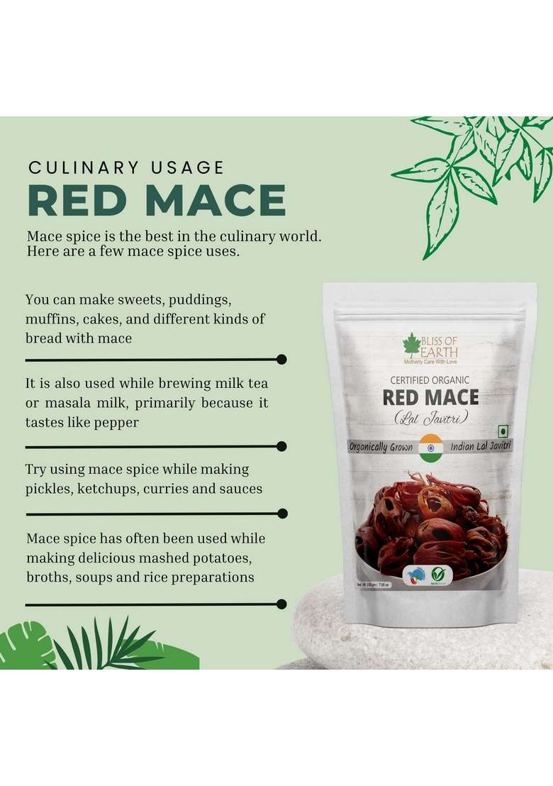 BLISS OF EARTH 100gm Lal Javitri Red Mace Premium Organic Grown Whole Spice Enhance Flavor your Culinary Delight - Indya